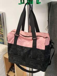 新款大容量多功能旅行包，牛纹，斑马纹，字母，豹纹，男女通用，学生，时尚休闲包，情侣旅行包，情人节礼物，防水面料，旅行背包，夏季，随身行李包，过夜包，行李袋，干湿分离，耐用，带鞋隔层，易于折叠，可扩展，多功能，拉链，商务旅行，旅行度假，背包，返校，行李袋 - 查看 3