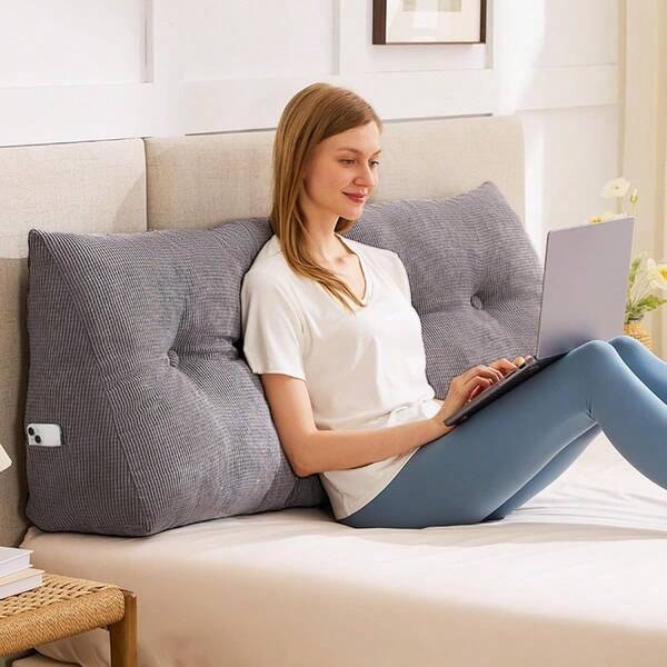 Headboard Pillow Queen Triangle Pillows For Headboard Head Board Backrest Wedge Pillow For Reading Sitting Working Daybed Pillows With Removable Cover For Bed Dorm Sofa Dark Grey