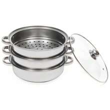 Three-Layer Stainless Steel Steamer With Glass Lid. Suitable For Gas Stoves, Etc. - Bạc - Xem 4