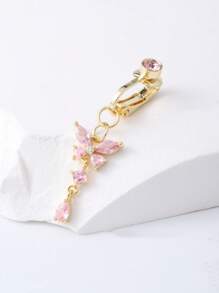 1 pieza Elegante Falso Piercing Ombligo Uña Incrustada con Cubic Zirconia Blanca Colgante de Mariposa para Clip en Aro de Ombligo