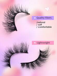 1 Cặp mi giả mắt mèo 18mm, mi giả lông chồn tự nhiên, có thể tái sử dụng, thích hợp trang điểm. - màu đen - Xem 6
