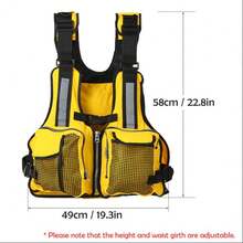 Adult Adjustable Life Jacket, Vest, Multi-Pocket Buoyancy, Reflective Surfing Design, Life Vest, Tank Jacket - Orange - View 10