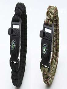 Adjustable Emergency Survival Bracelet With Whistle And Compass, Survival Kit For Camping, Outdoor Travel, Hiking