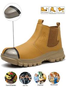 Botas con punta de acero para hombres, impermeables, botas de trabajo negras impermeables, botas de mujer de microfibra y cuero con punta de acero para hombres, zapatillas de trabajo, almacenes, cómodas, fábrica, al aire libre, taller de forja, para usar como senderismo, regalo del Día del Padre