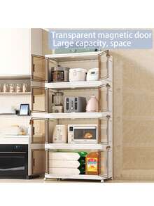 5层带盖储物箱，大型可堆叠储物箱，带轮子和门储物箱，用于衣柜整理和存储的盒子，塑料抽屉储物箱，适用于卧室、办公室、厨房、学校储物箱，返校 - 白色 - 查看 4