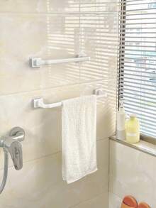 免打孔粘贴式空心毛巾架，易于安装，超强粘性，耐用，壁挂式毛巾架，节省空间的浴室配件 - 白色 - 查看 5