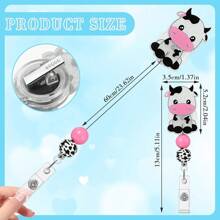 Cute Cow Retractable Badge Holders, Id Badge Holders Retractable Clip Badge Reel Holder With Clip ID Card Holders Acrylic Badge Reel For Nurses Doctor Office Workers Students-225505