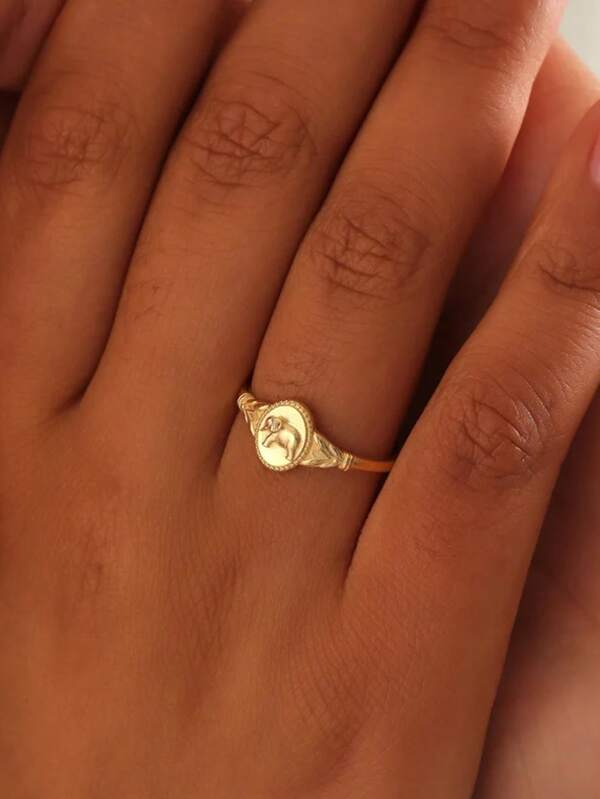 1 pièce Bague de doigt unique en cuivre plaqué or vintage, de conception minimaliste et délicate pour le port quotidien des femmes