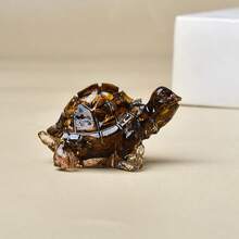 CUPIDCRYSTAL 1PC Natural Crystal Stone Resin Tortoise Statue Reiki Stone Cat Figurine Amulet Fengshui Sculpture For Home Office Decoration