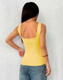 Women's Square Neckline Straight Suplex Tank Top - Amarillo - Ver 2