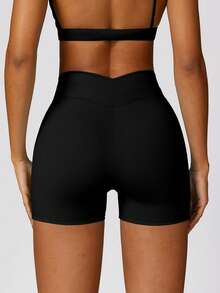 MASKERT Women's Fitness Shorts, Yoga Pants, Running Sports Pants, High Stretch Sports Pants - 黑色 - 查看 3