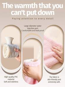 1 pièce Bouillotte d'eau chaude de forme allongée 2000 ml, réchauffe-mains à remplissage d'eau, durable, anti-explosion, fournitures d'hiver pour un réchauffement thérapeutique chaud pour les filles, réchauffe le ventre, les épaules et la taille (en raison de lots différents, les lignes et les couleurs du revêtement intérieur peuvent varier. Nous nous excusons pour tout inconvénient causé, le couvercle en tissu de ruban de soie, la couleur des côtes, le design est assortie au hasard)