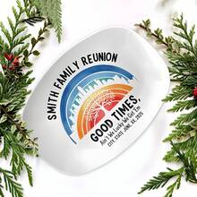 طبق تذكاري شخصي لحفل إعادة التجمع العائلي 2025 - طبق تذكاري مخصص، ديكور مطبخ شجرة نمط ، هدية لحفل تجمع عائلة سميث - متعدد الألوان - مشاهدة 4