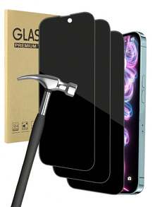 BOLLYMORE 3 piezas de protector de pantalla transparente de alta definición con filtro anti-espionaje izquierdo y derecho, compatible con iPhone 17 Pro Max/17 Air/17/16 Pro Max/16 Pro/16/15 Pro Max/15 Pro, compatible con funda de teléfono, cobertura completa, protección para el transporte, la oficina y lugares públicos - Negro - Ver 2