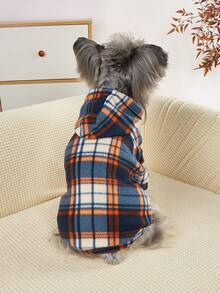 PETSIN 1pc Colorful Plaid Pet Sweatshirt, Warm & Soft Pet Clothing For Cats & Dogs, Comfortable Indoor & Outdoor Wear, Cute Pet Hoodie For Autumn/Winter