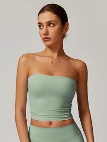 Women's Cup Vest, Breathable Sports Yoga Suit, Sports Vest, Comfortable Vest For Home Commuting - 0.霧綠 - 查看 6