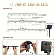 Halloween und Weihnachten exklusive 40-60 LED Solar dekorative Bubble Light Lichterketten, 8 Modi - wasserdichte Outdoor Kristallkugel Lichterketten, geeignet für Gärten, Terrassen, Balkone, Hochzeits- und Weihnachtsdekoration - Warmfarben, Weiß und farbige Lichtoptionen