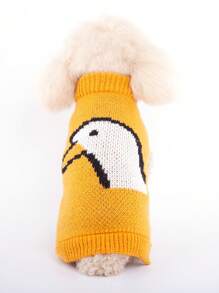 Autumn/Winter New Cute Dog & Cat Pullover Sweater, Fashionable Knitted Thick Fabric, Adorable Duck Jacquard Design, Stylish Pet Clothing