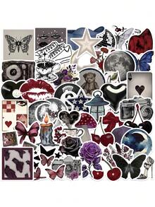 50Pcs Aesthetic Stickers Watercolor Stickers Y2k Stickers Y2K Dark Goth Stickers Downtown Stickers Y2k Gifts Groovy Stickers 90s Stickers Vinyl Waterproof Stickers For Envelope,Water Bottle,Computer,Laptop,Phone,Luggage,Notebook,Fridge - E - View 11