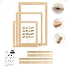 1套木框DIY 30x40 40x60cm 50x70cm 用于帆布油画松木画框、墙画、钻石画框、榫卯木条、加厚笔触、绷丝画框、练习、木质内框客厅卧室家居装饰 - 松木 - 查看 3