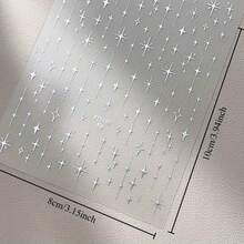 1pc Golden And Silvery Star Nail Stickers, Shining Starry Sky, Holiday Gifts - 金色 - 查看 8