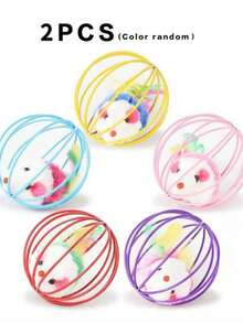 Juego de juguetes divertidos y coloridos con ratones enjaulados para aliviar el aburrimiento - Mantén a tu gato entretenido con bolas rodantes e interactivas y juguetes con ratones - Multicolor - Ver 12