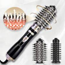 4 In 1 Rotating Hot Air Brush, One Step Volumizing Hair Dryer And Styler, Curling Brush, Straightening Brush, 360° Auto Rotate, 2 Interchangeable Brush Heads, Ceramic Coating Leaves Hair Soft And Shiny, Suitable For All Hair Types, Creates Vibrant And Stylish Curls And Silky Hair, Holiday Gift!