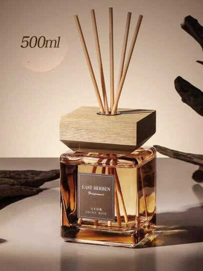 1pc 500ml/1pc 200ml Hotel Grade Flameless Essential Oil Rattan Reed Diffuser, Long Lasting Fragrance - Suitable For Elegant Bedroom Decor, Room Decor, Home Decor