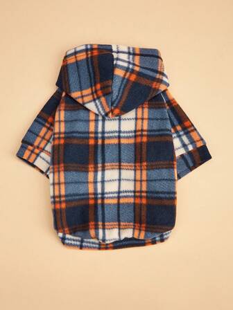 1pc Colorful Plaid Pet Sweatshirt, Warm & Soft Pet Clothing For Cats & Dogs, Comfortable Indoor & Outdoor Wear, Cute Pet Hoodie For Autumn/Winter