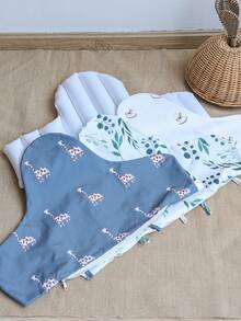 Almofada para encosto de cadeira alta de bebê, 1 peça, estampa de cavalo e girafa de madeira, design de espessura ajustável, assento confortável, instalação portátil, serve para várias cadeiras altas, adequada para a hora das refeições do bebê