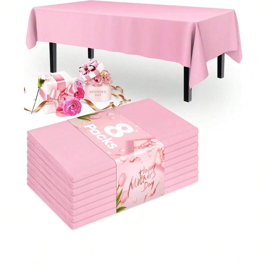 4pcs/8pcs Thick Disposable Solid Color Plastic Tablecloths, 137x274cm Rectangle, Suitable For Birthday Party, Wedding Decoration