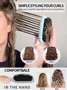 Hair brushes-EU Bộ 4 lược tạo kiểu tóc xoăn - Bao gồm lược tạo kiểu, lược viền tóc, lược tạo độ phồng và lược đuôi nhọn, thích hợp để làm mượt tóc xoăn, chia ngôi và tạo kiểu tóc suôn mượt, dùng được tại nhà và salon. - Nhiều màu - Xem 3