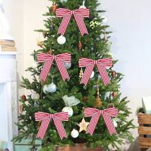 1pc 6cm*5m Black & White Plaid Decorative Ribbon, Black & White, Red & White Striped DIY Gift Box Packaging Trim With Iron Wire, Christmas Tree Decor Accessory, Home Decor - Multicolor - View 7