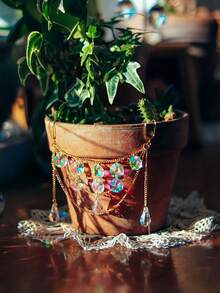 1 pieza Decoración de atrapasol en forma de maceta, decoración de jardín estilo bohemio, crea una atmósfera soñadora con arcoíris, adecuado para decorar macetas, para el hogar y exteriores, regalo de Navidad, cumpleaños, fiesta, celebración de Año Nuevo