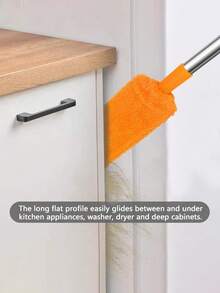 1pc Extendable Bed Cleaning Duster, Household Dust Cleaner Tool For Bed Frame, Sofa, Furniture Crevices - Orange - View 3