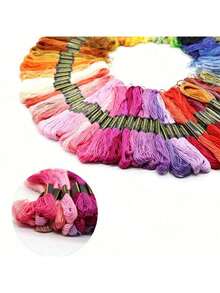 50pcs/100pcs 6-Ply 8m Embroidery Thread, 100 Colors Polyester Yarn, Random Color Cross Stitch Thread, Rainbow Sewing Thread, High Quality Embroidery Floss - Mixed Multi-Color Threads, Suitable For Cross Stitch, Sewing And Crafts - Sewing Accessories, Twist Tie Bag, Fit For DIY Embroidery, Sewing And Handmade - Multicolor - View 7