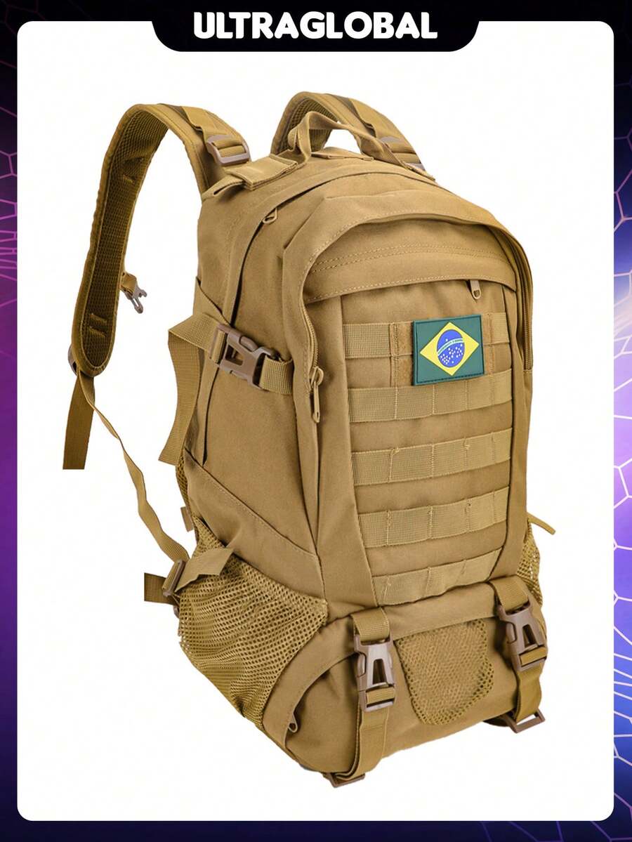 Mochila Impermeável Tatica Militar 30 Litros com Resistente Trilha Ar Livre Camping Pesca Masculino Feminino material escolar material escola papelaria - Bege - Visão 1