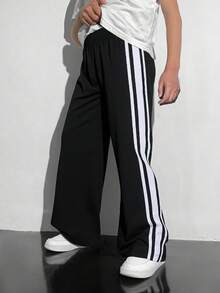 1 Stück Tween Jungen Loose Straight Leg Freizeithose, geeignet für Schule, Outdoor, Indoor, vielseitig für alle Jahreszeiten - Schwarz - Übersicht 2