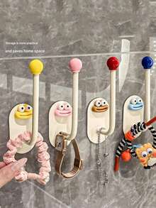 多巴胺挂钩发圈收纳架浴室发饰发夹皮筋头箍钩发绳饰品粘钩 - 彩色 - 查看 8