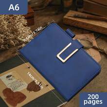 A6/200 Seiten Notizbuch mit PU Vintage Einband, U-förmiger Schnalle, Stifthalter, Softcover, Lesezeichen, geeignet für Büro, Zuhause, Schule mit personalisiertem Softcover und Lesezeichen - perfekt für Geschäftstreffen und Collegeleben
