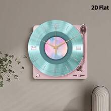 2D Flat, 1pc Modern Style Music Player Wall Clock, Super Silent Quartz Movement, No Ticking, Suitable For Living Room Music Room Bedroom Kitchen Coffee Bar Decoration, Perfect Gift And Festival Decoration - Multicolor - View 8