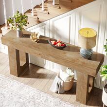 LITTLE TREE 63-Inch Long Console Table, Farmhouse Wooden Sofa Table Behind The Couch, Narrow Entryway Table For Entrance, Hallway, Living Room, Light Walnut - Quả óc chó nhạt - Xem 5