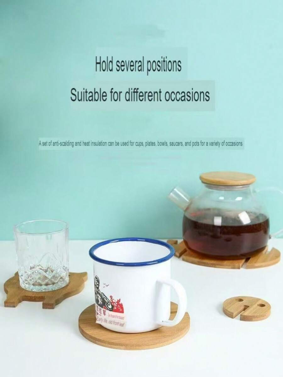 Juego de 7-8 posavasos de bambú, almohadillas aislantes del calor para tazas, platos, ollas, con diseños de animales lindos, decoración de mesa, excelente regalo de cumpleaños