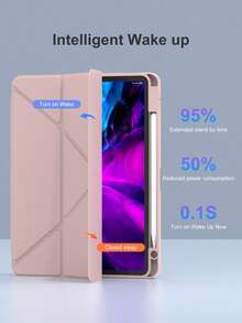 适用于 iPad A16 2025、Air 11/13m3 2025、Mini 7 A17、Pro 2024、Air 11/13 M2 2024、Pro 11/13 M4 2024、Pro 12.9、7/8/9 代、10.2、10.9、Air 4/5 10.9、Pro 11、4/5/6 代、Mini 6 的六折硅胶 PMMA 平板电脑保护套，PU 皮革翻盖保护套配件，粉色 - 粉色 - 查看 6