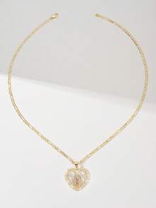 1 pièce Pendentif Collier Vierge Marie Cœur Sacré en cuivre plaqué or 14 carats avec cubique zircone gravé en 3 couleurs, boîte cadeau de bénédiction, convient pour mère/couple/meilleure amie/être cher, à porter au quotidien et pour les fêtes (Saint-Valentin, Fête des Mères, Cadeau)