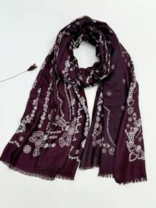 1条轻盈透气流苏披肩，优雅时尚女士真丝围巾，活力波点长款围巾，适合春夏，户外防晒沙滩披肩，多功能头巾