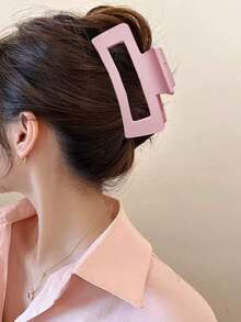 Large Sweet & Chic Pink Rectangular Hair Claw Clip, Strong Grip, Minimalist Daily Women's Hair Accessory, Suitable For Thick/Thin Hair, Elegant & Cute Casual Street Style, Suitable For Spring, Summer, Autumn, Winter Fashion Hair Clip Elegant Hair Accessories
