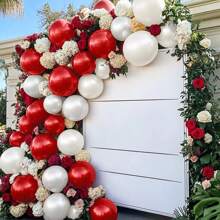 WellParti Red, Pearl White Valentine's Day Balloon Arch Kit, Wedding Decoration, Valentine's Day Decoration, Wedding Decoration, Proposal, Engagement Decoration, Anniversary Decoration, Bridal Gift Party, New Year, Festival Decoration Supplies,Valentine Day Balloon Arch,Red And Gold Balloons,Red And White Party Decor