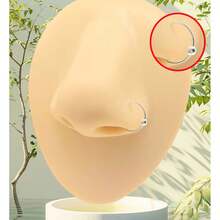 1pc 6mm/8mm/10mm 925 Sterling Silver Hypoallergenic Nose Ring, 2.0mm Ball Nose Piercing Hoop, Women Jewelry