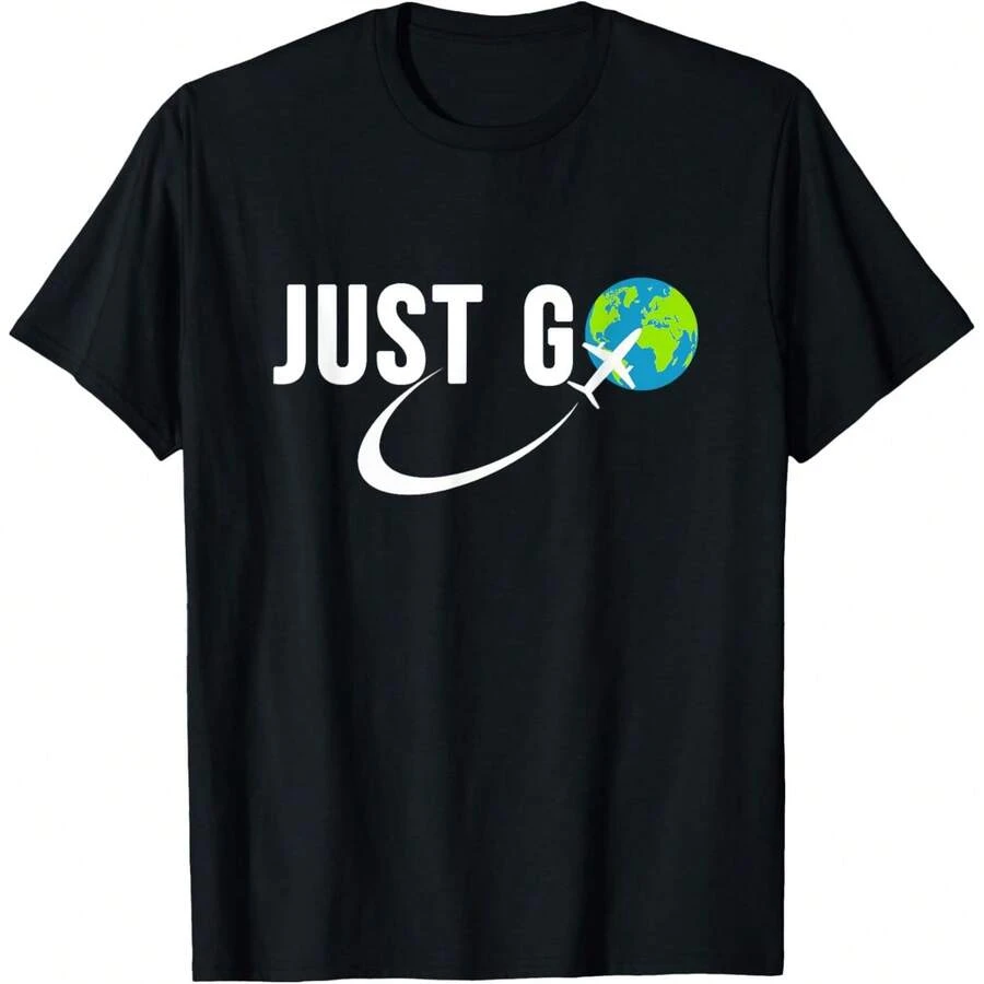 Just Go Travel Addict Globe Airplane World Solo Traveler T-Shirt - màu đen - Xem 1